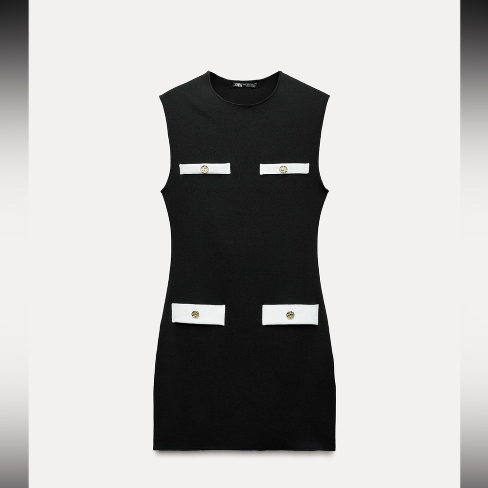 NWT Zara Chic Black and White Knit Sleeveless Dress